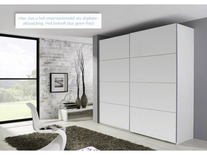 Voorraadmodel witte zweefdeurkast Royal Line 270 x 223 cm