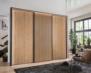 Zweefdeurkast Elegance Lattice antraciet - bianco eiken - vel rondom