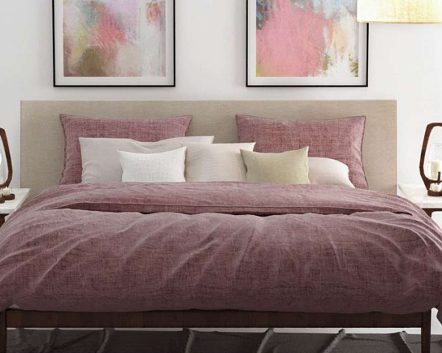 Dekbedovertrek Effen Wijn Rood gemêleerd - op bed Dekbedovertrek Effen Wijn Rood gemêleerd - op bed