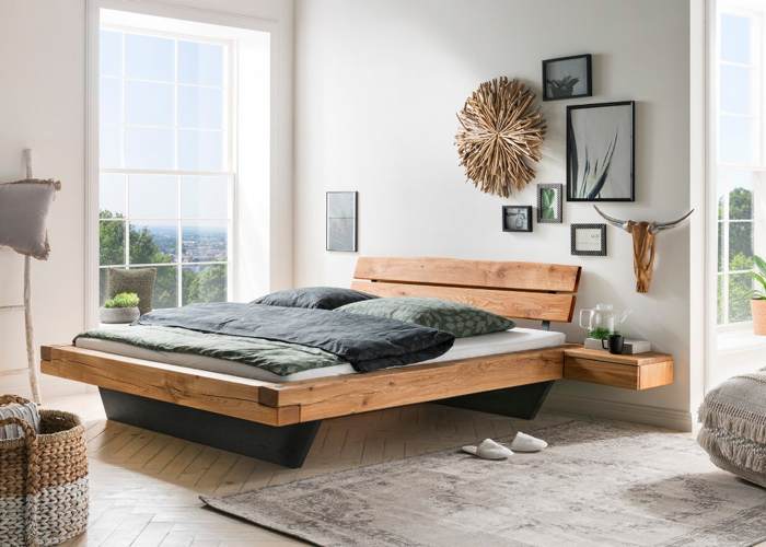 Tweepersoons houten balkenbed