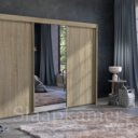 Schuifdeurkast Royal 300cm breed x 223cm hoog zand eiken met spiegel