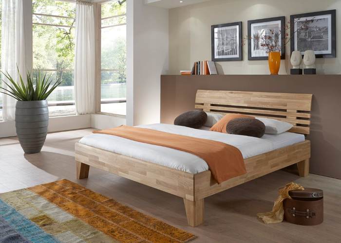 Massief wild eiken geolied houten bed Gijs