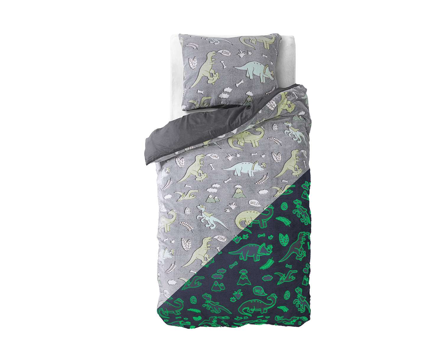 Dekbedovertrek Glow in the dark dino