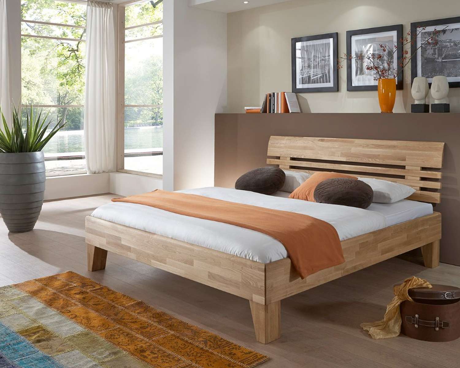 Wild eiken houten bed Gijs