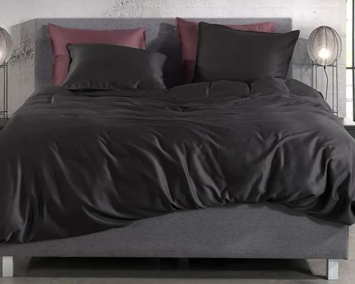 Dekbedovertrek Uni Zwart voeteneind