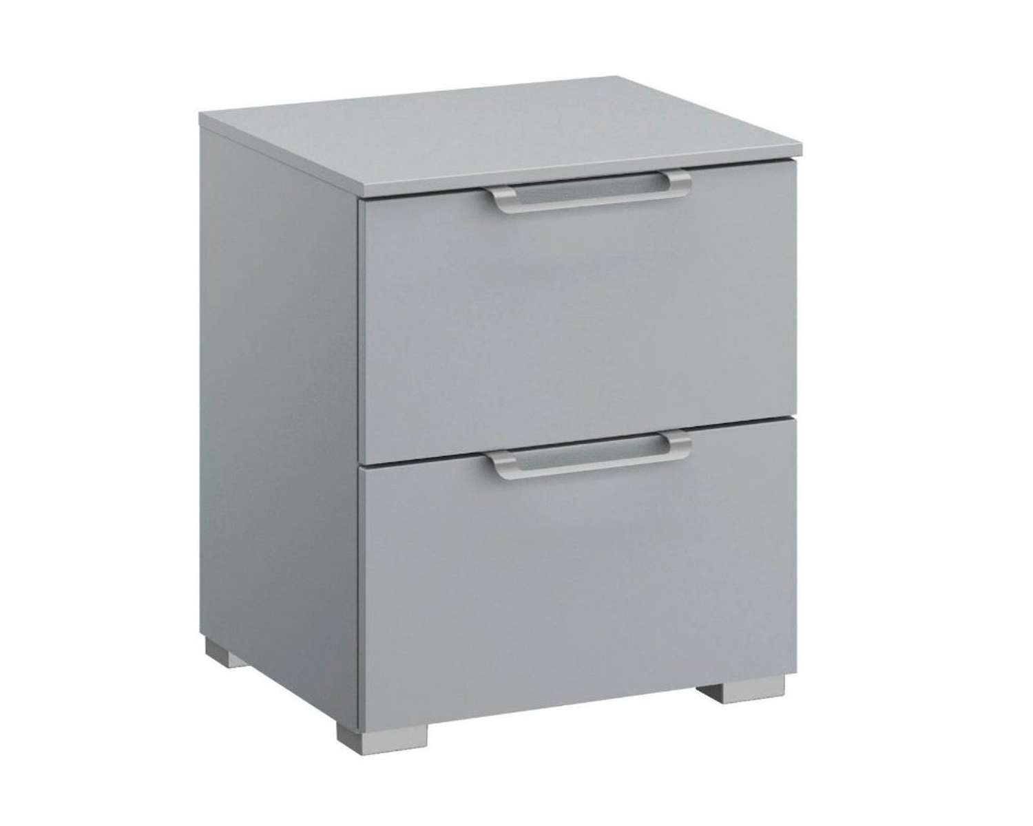 2 laden nachtkastje 40cm breed met zilveren handgrepen