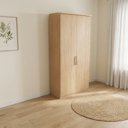 zand eiken draaideurkast 201cm hoog x 101cm breed