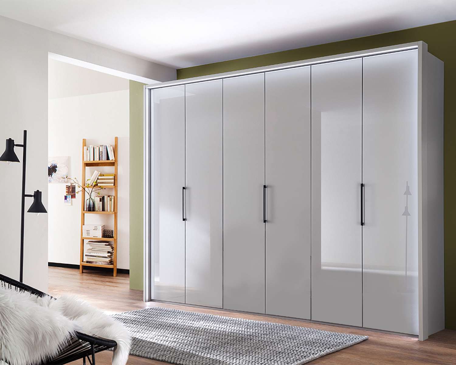 Draaideurkast Elegance One kiezelgrijs glas en sierlijst