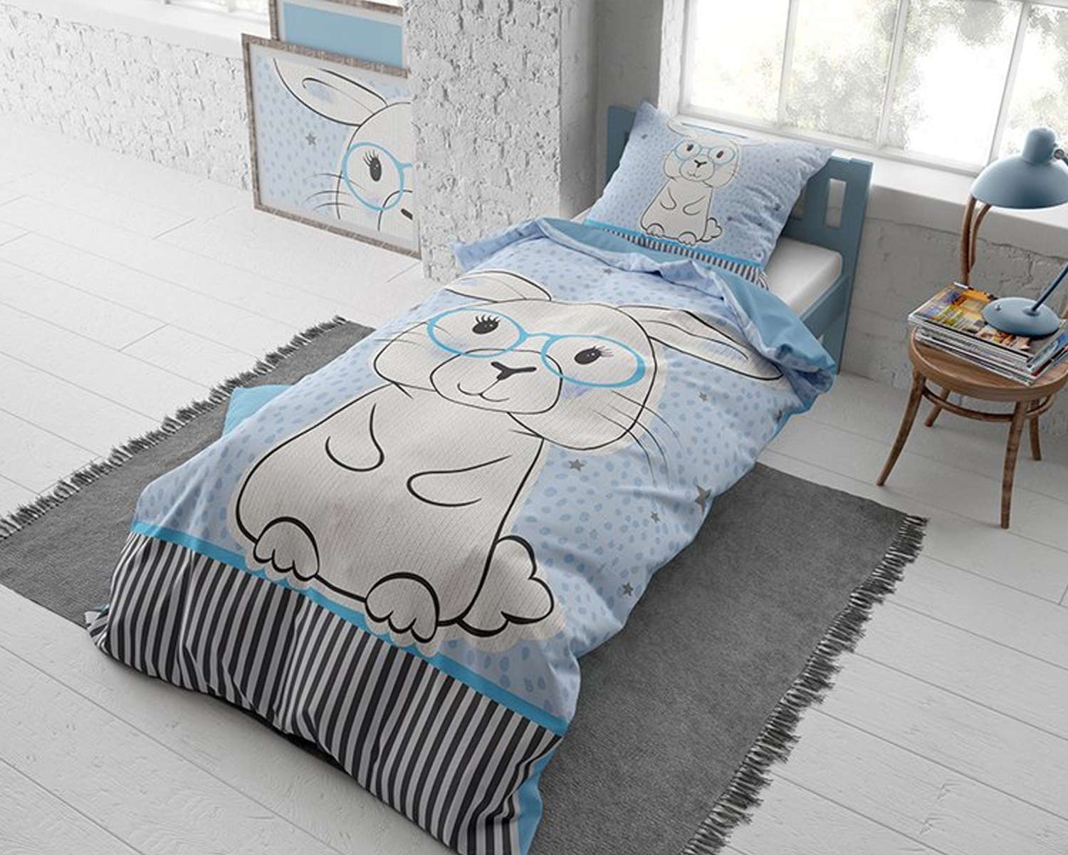 Kinder dekbedovertrek Konijn op bed Kinder dekbedovertrek Konijn op bed