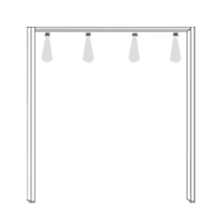 Met sierlijst en 4 spots: 210 cm breed x 240 cm hoog