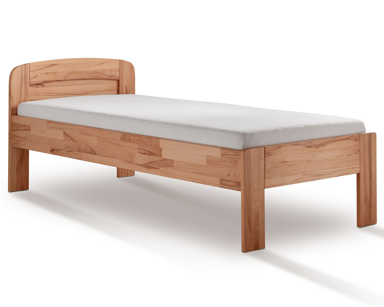 Seniorenbed met een laag voeteneind in massief hout beuken