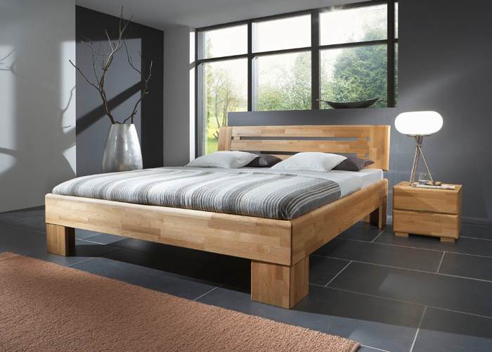 Houten bed Teun wild eiken honing geolied open poot