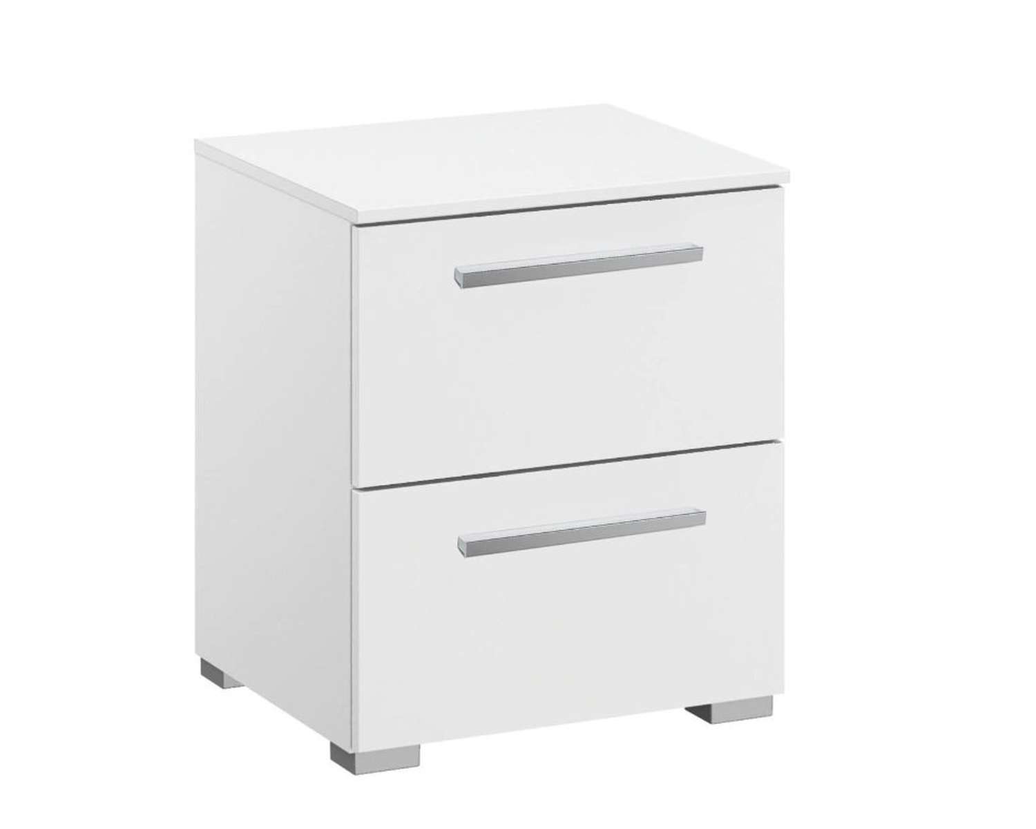 Alpine witte nachtkastje smal met chromen gesloten handgrepen