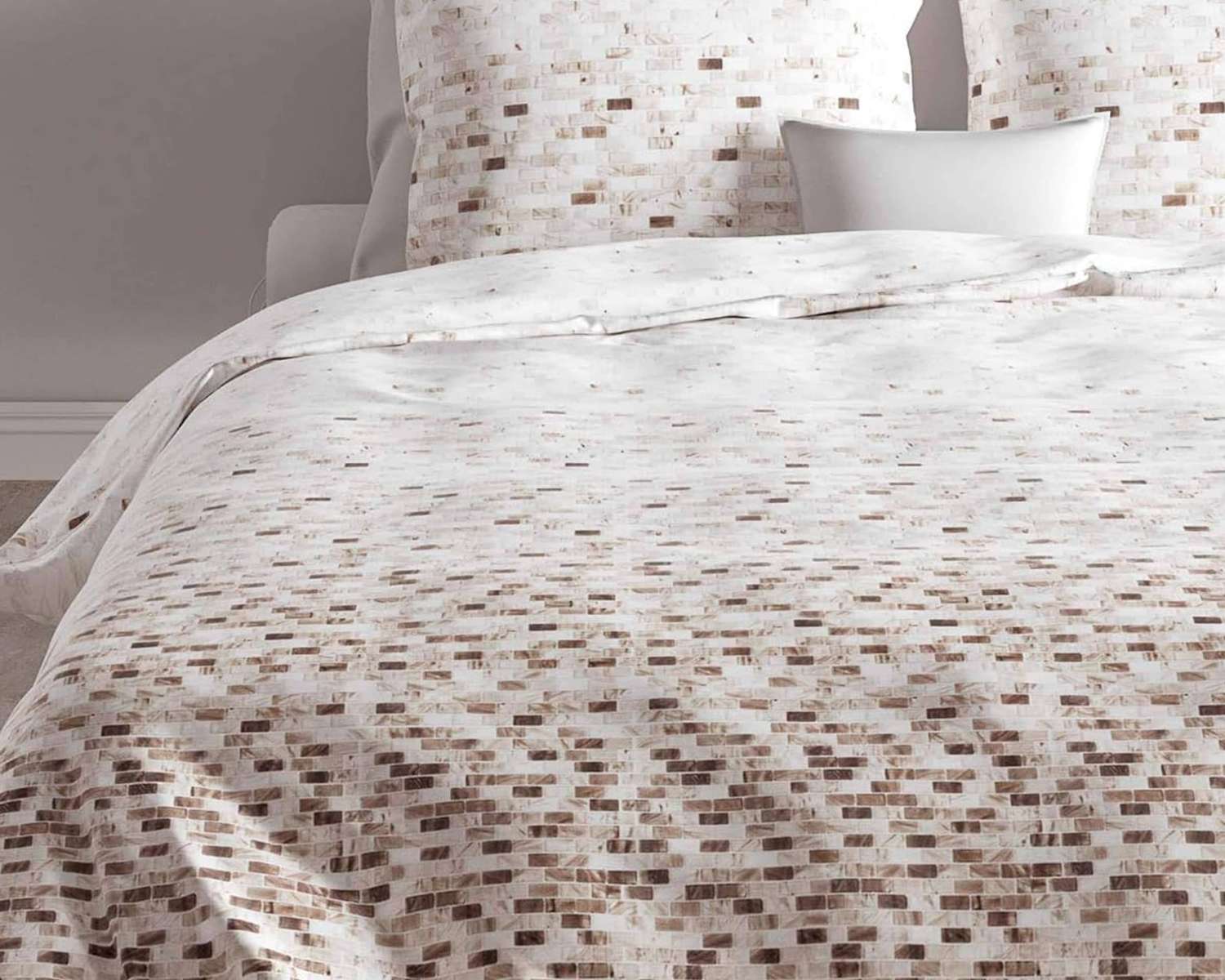 dekbedovertrek taupe blokjes