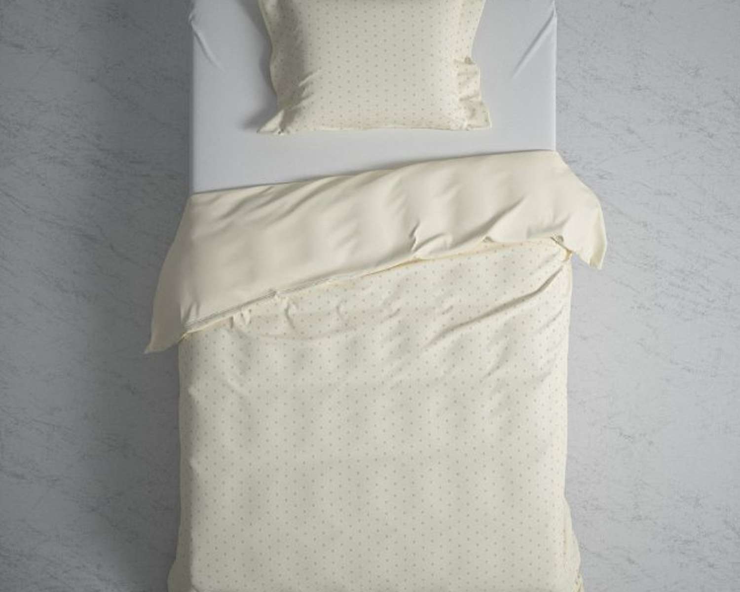 Dekbedovertrek Uni Stippen Creme 1 pers van boven