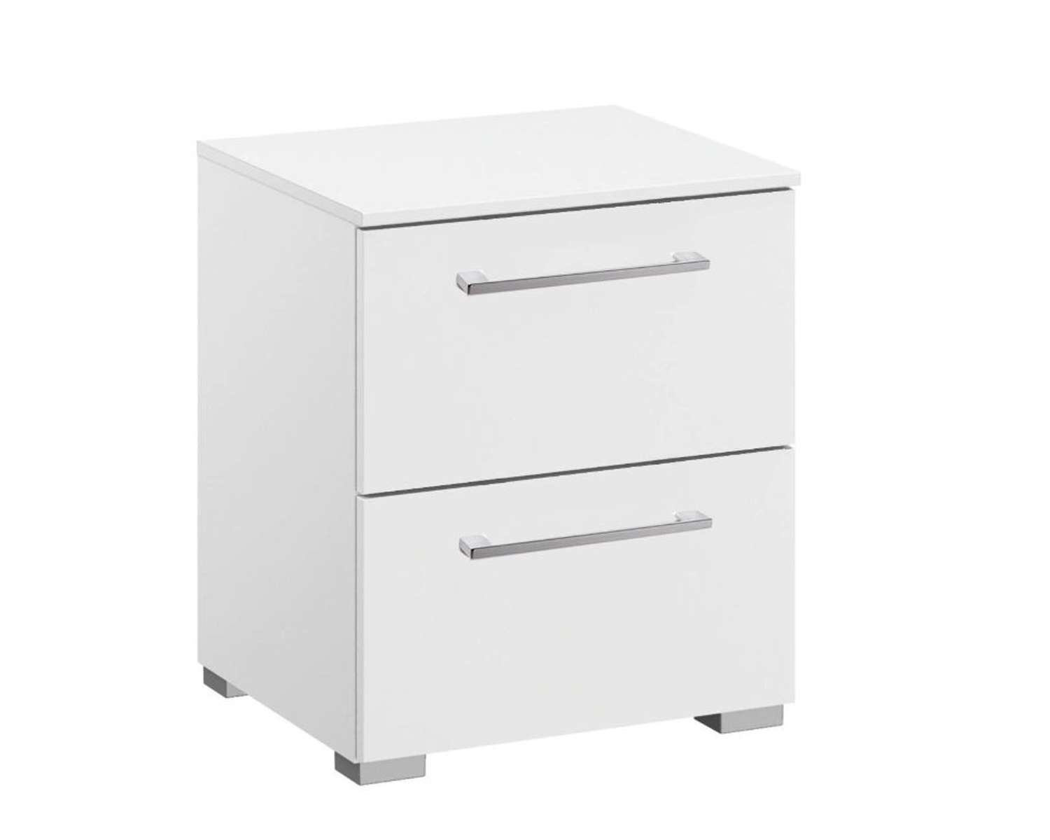 Nachtkastje met 2 laden 40cm breed met chromen open handgrepen