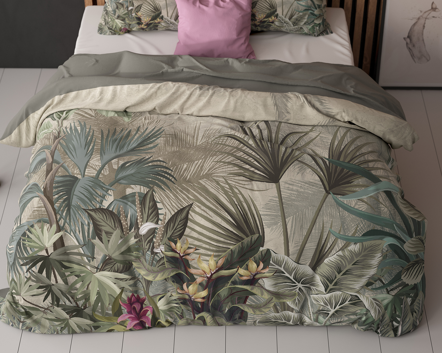 Dekbedovertrek met 2 bijpassende kussenslopen Jungle