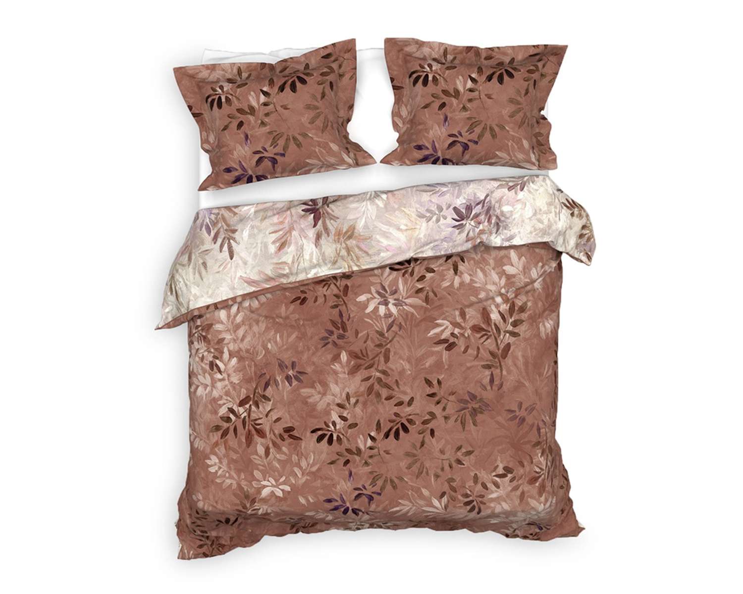 Dekbedovertrek Geschilderde bladeren kant 2 Dekbedovertrek Geschilderde bladeren kant 2