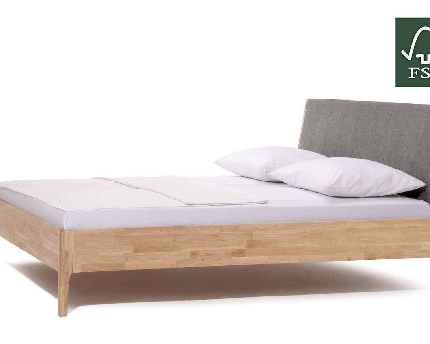 Houten twijfelaar Pearl wild eiken honing geolied met grijs geweven stof Houten twijfelaar Pearl wild eiken honing geolied met grijs geweven stof