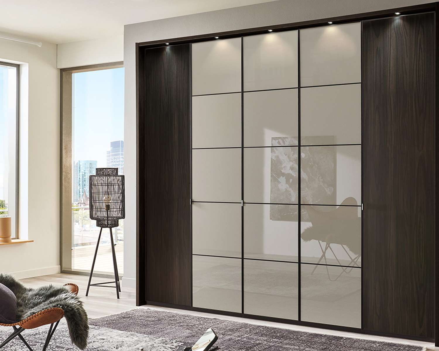 Draaideurkast Elegance Square glas met spot verlichting rondom Draaideurkast Elegance Square glas met spot verlichting rondom