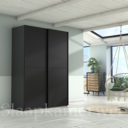 Zweefdeurkast Easyline antraciet met staallook handgrepen