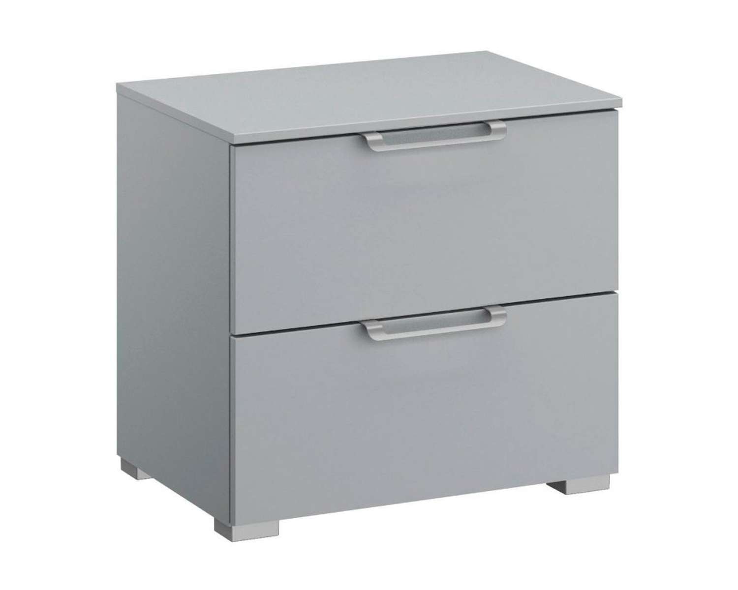 Zijde grijs nachtkastje met zilveren handgrepen