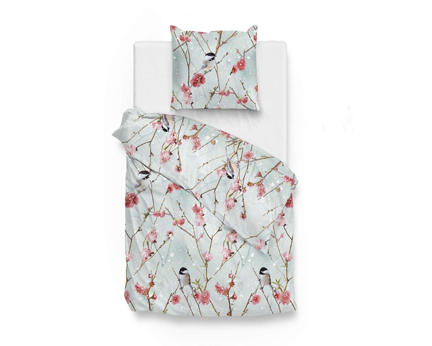 Dekbedovertrek Mezen in de sneeuw 1 pers Dekbedovertrek Mezen in de sneeuw 1 pers