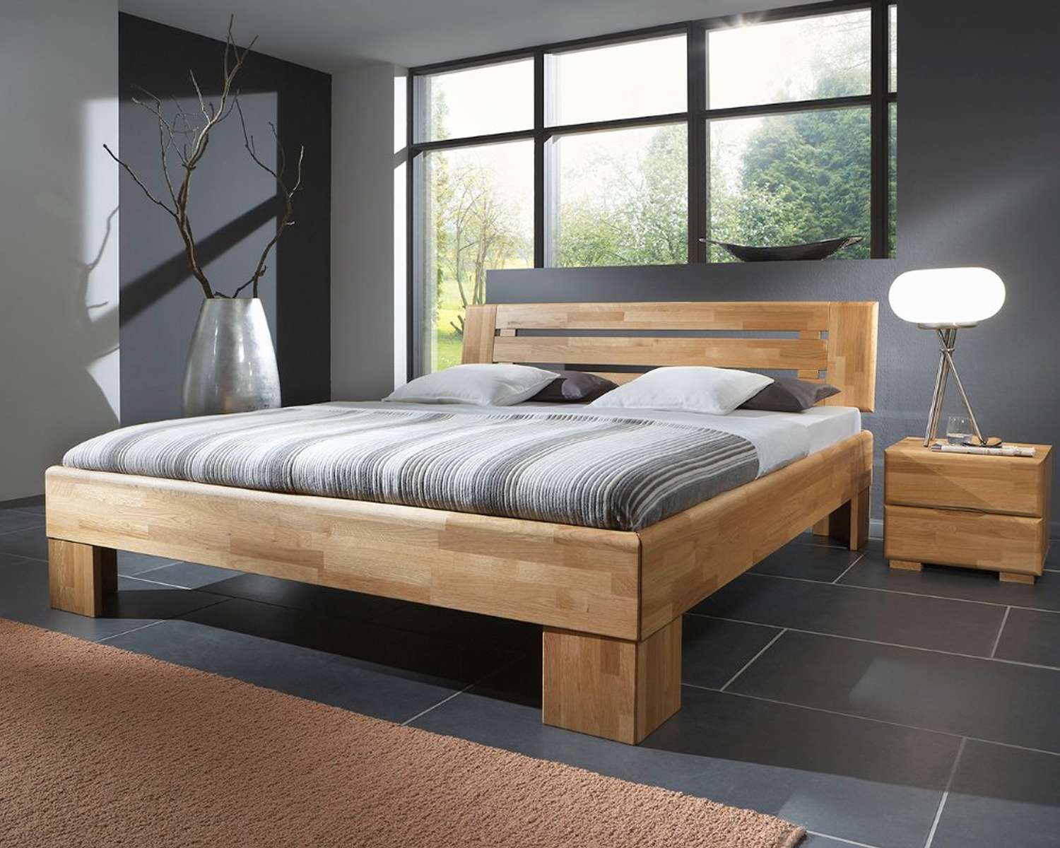 Houten bed Teun wild eiken honing geolied open poot