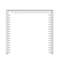 Met sierlijst en verlichting rondom: 310 cm breed x 221 cm hoog