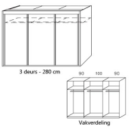 3 deurs - 280 cm breed