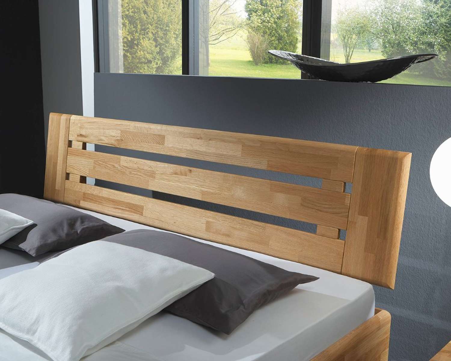 Detail wild eiken honing geolied hoofdbord houten bed Teun