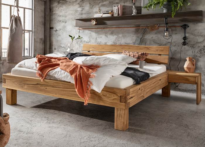 Robuust houten balkenbed Jefferson