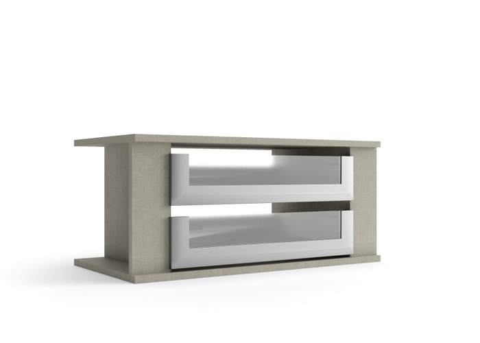 Ladeblok schuifdeurkast met glasfront blanco