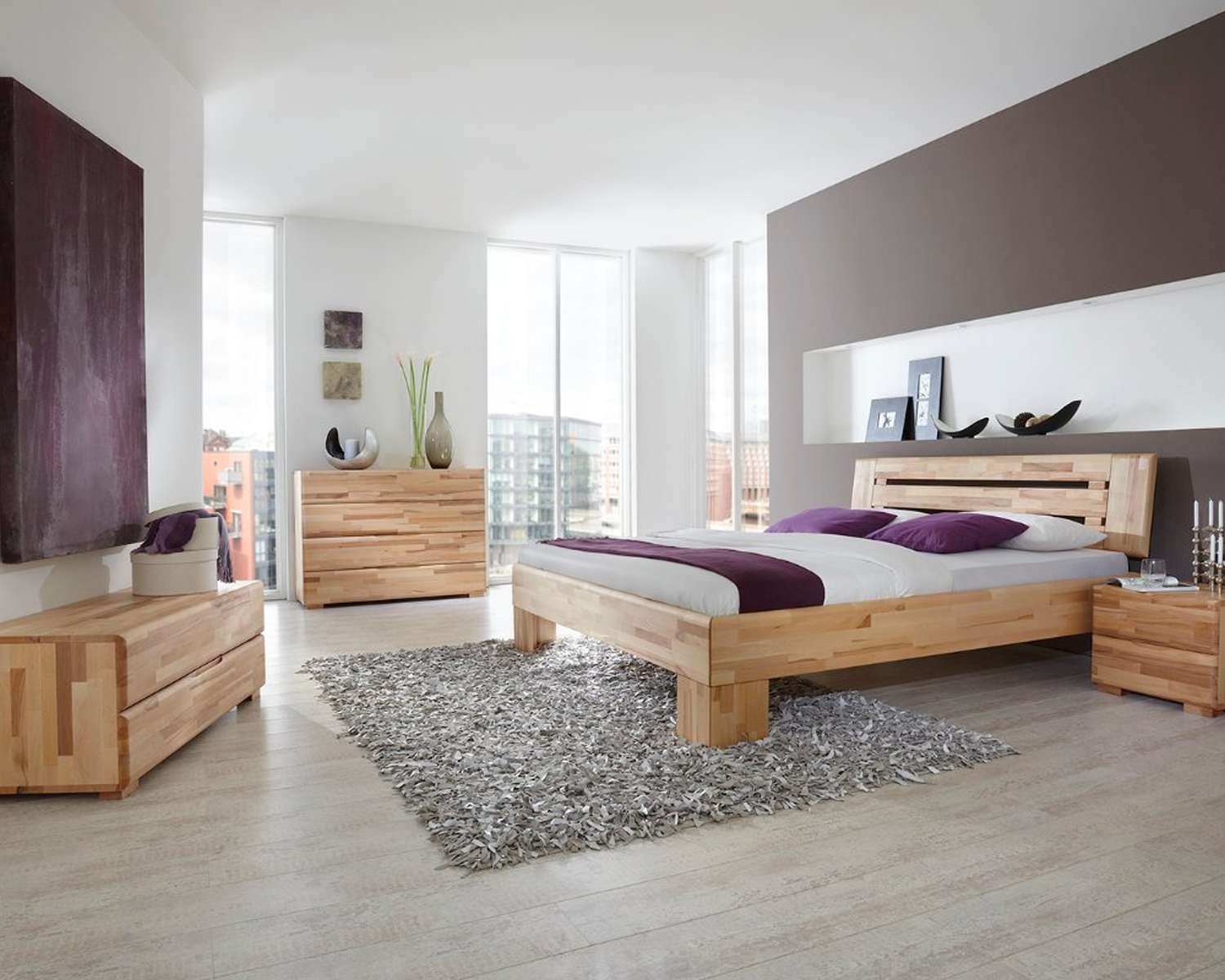 Houten bed Teun massief kern beuken hout geolied met open poot