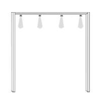Met sierlijst en 4 spots: 260 cm breed x 240 cm hoog