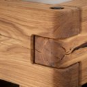 Robuust houten balkenbed Madison hoekverbinding eentand