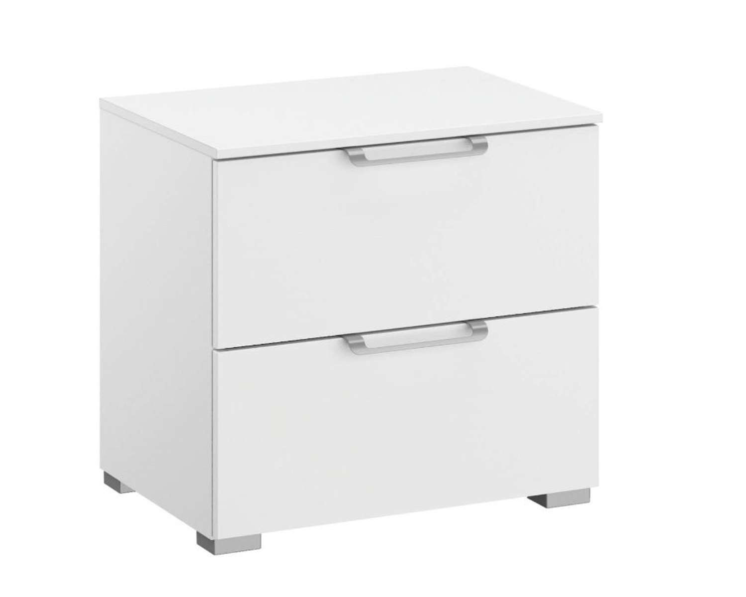 Breed wit nachtkastje met zilveren handgrepen