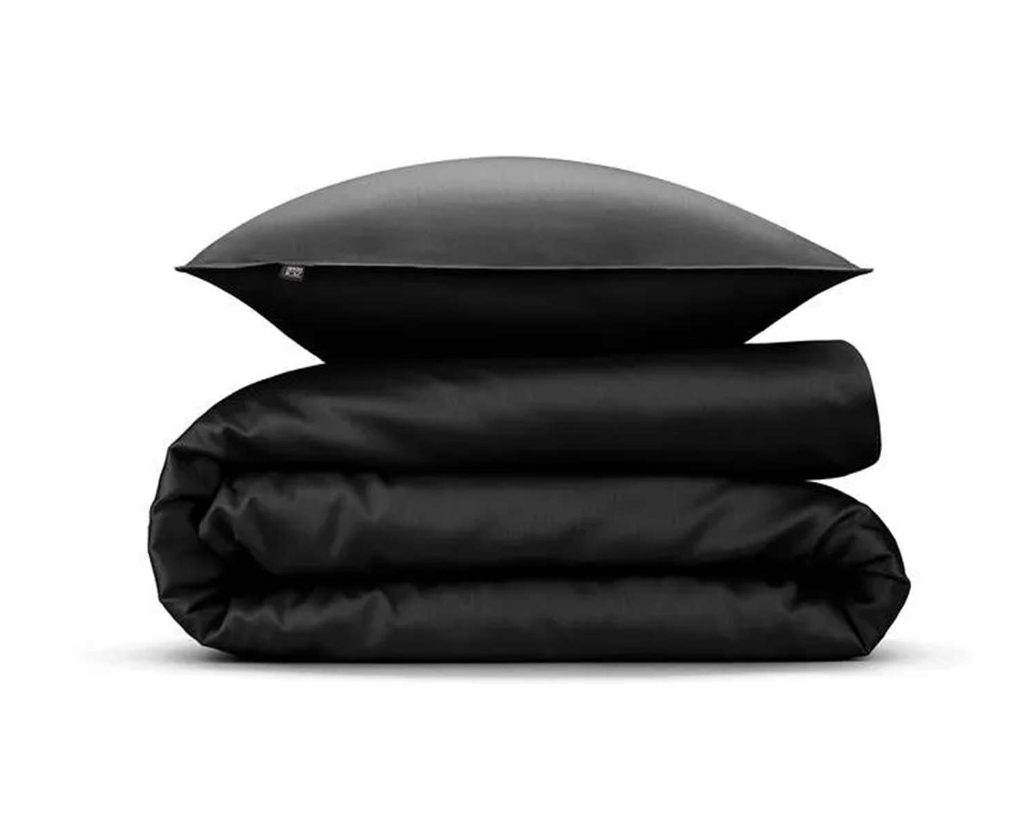 Dekbedovertrek Uni Zwart opgevouwen