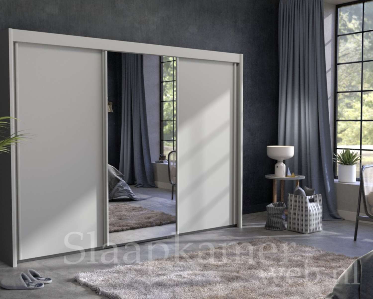 Schuifdeurkast Royal 223cm hoog x 300cm breed zijde grijs