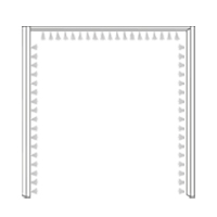 Met sierlijst en verlichting rondom: 310 cm breed x 240 cm hoog