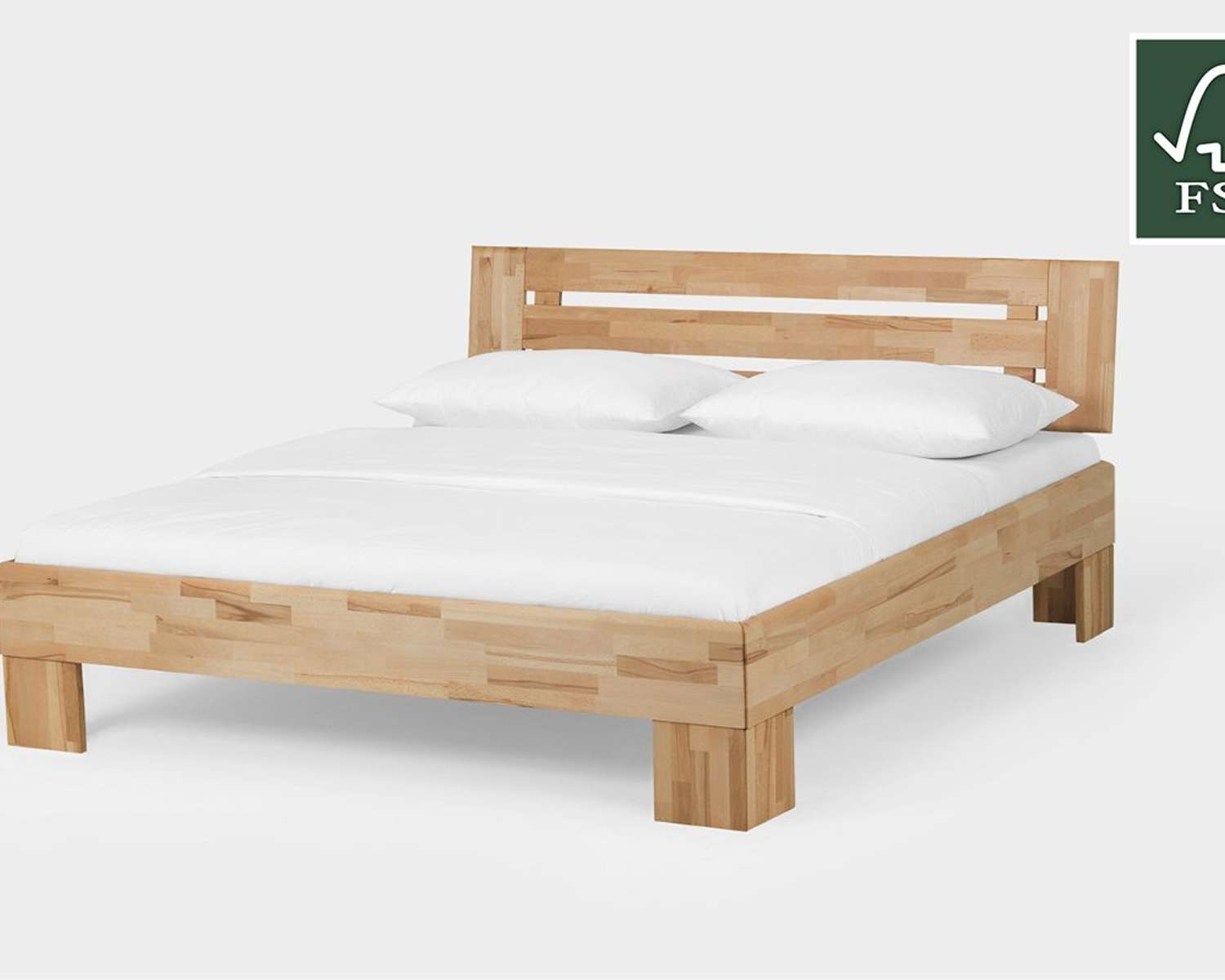 Houten bed Teun kern beuken geolied met open poten