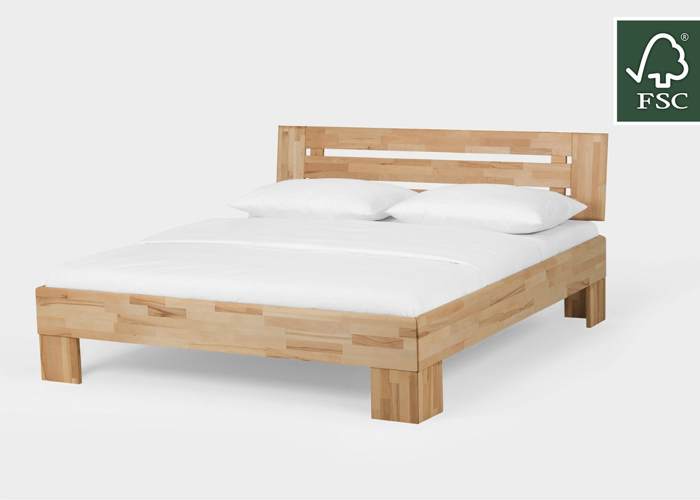 Houten bed Teun kern beuken geolied met open poten