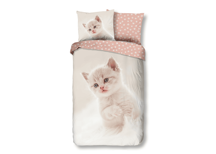 Kinder dekbedovertrek witte kitten