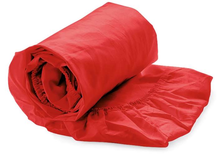 Rood katoen satijnen hoeslaken