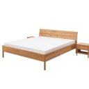 Massief eiken houten bed met recht hoofdbord en 2 nachtkastjes