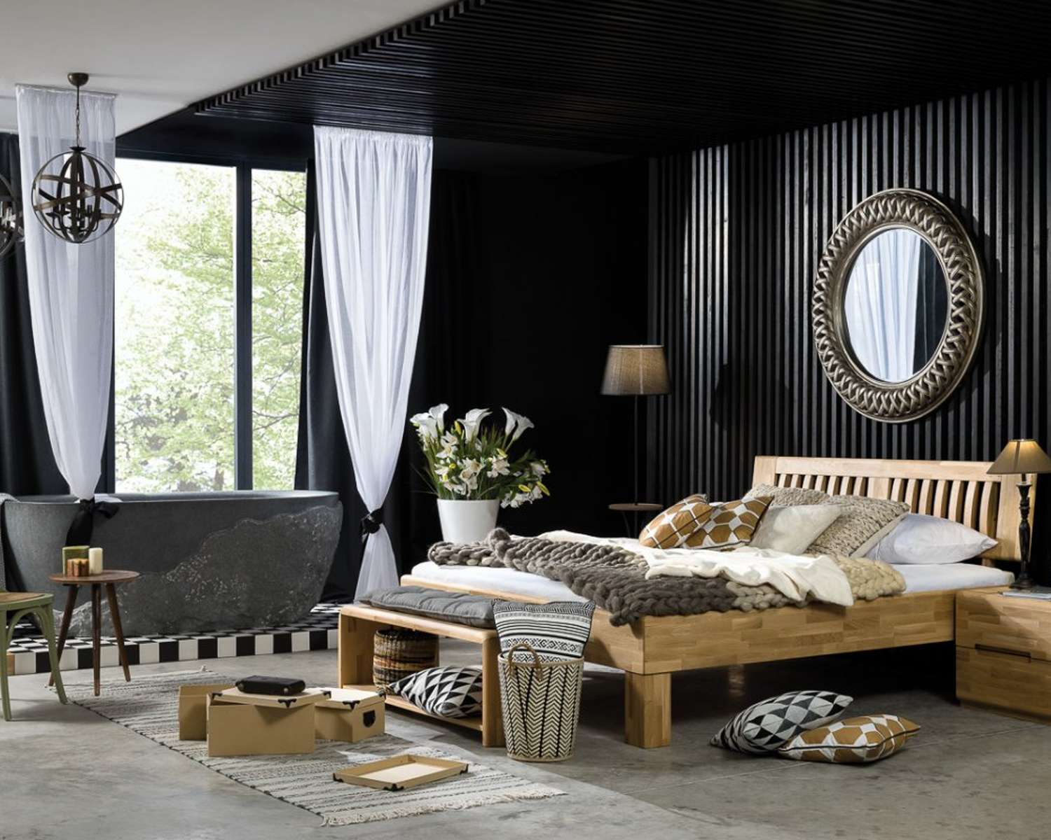 Houten bed Job wild eiken honing geolied Houten bed Job wild eiken honing geolied