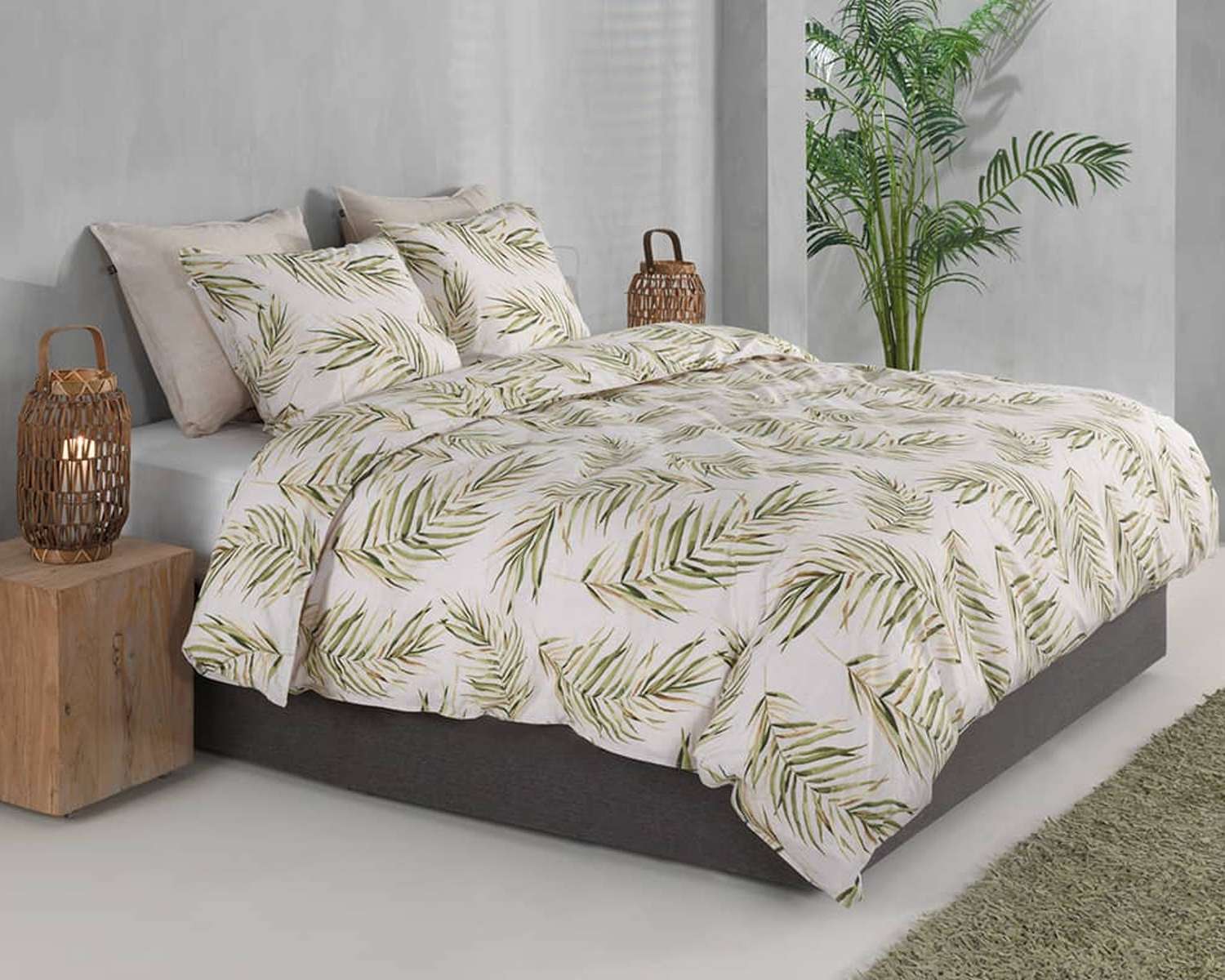 Dekbedovertrek Palmtak op bed Dekbedovertrek Palmtak op bed
