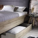 Royal Kansas, tweepersoonsbed met opbergladen, wild eiken met antraciet hoofdbord