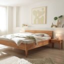 Metaalvrij houten bed Sienna met houten hoofdbord