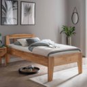Seniorenbed 90x200 massief eiken hout met laag voeteneind